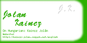 jolan kaincz business card